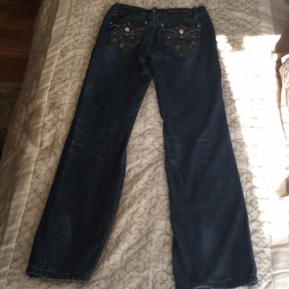 Jeans Capri LA IDOL USA – Taille 14 – Bleu, Embellishments, Neuf Avec étiquettes